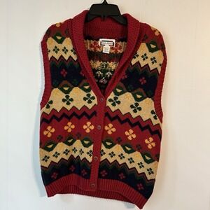 Vintage Women's Large Gina Peter's‎ Sweater Vest. Button Up grandmacore